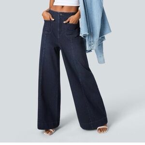 HALARA Women's Wide Leg Jeans - Deep Indigo